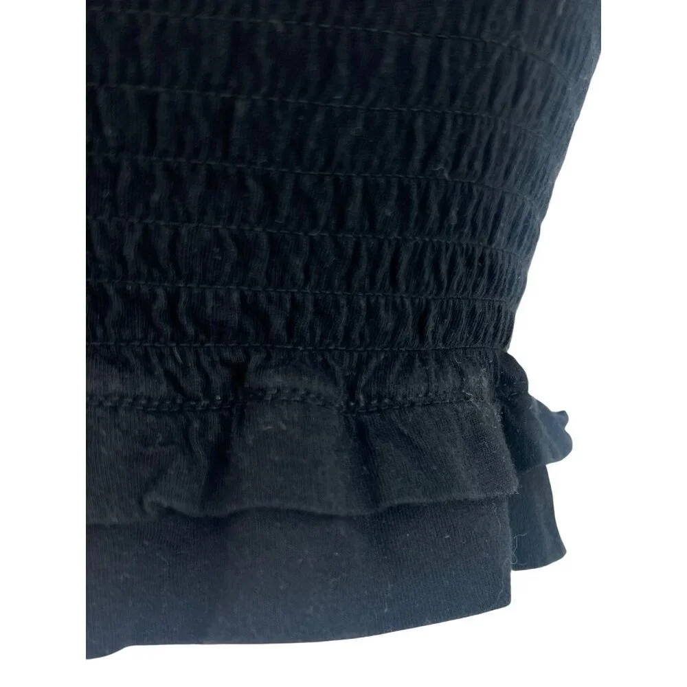 Garage Black Smocked Tie Straps & Ruffled Hem Crop Top - Picture 4 of 14